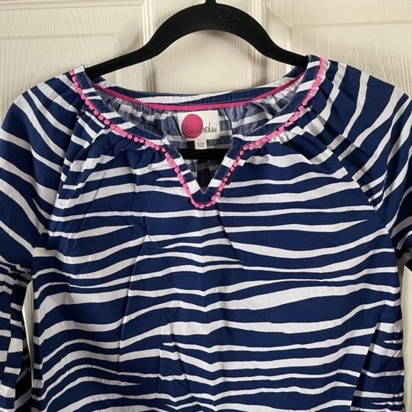 Mini Boden Girls Zebra Animal Print Dress, Navy w/ Hot Pink Details Sz 11-12 - Picture 14 of 15